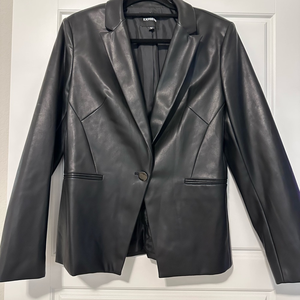 Express Women's Black Faux Leather Blazer